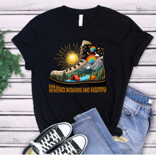 T-shirt En Tri-matière Paysage de montagne randonnée graphique bottes nat