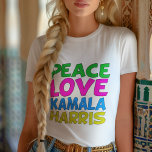 T-shirt En Tri-matière Peace Love Kamala Harris Cute Election Femmes<br><div class="desc">Mignon Peace Love Kamala Harris,  t-shirt tricolore féminin pour un démocrate progressiste qui aime les desseins politiques colorés et amusants. Vote pour Kamala à la présidence à l'élection de 2024. Un design libéral amusant dans des couleurs vives.</div>