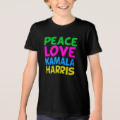 T-shirt En Tri-matière Peace Love Kamala Harris Cute Kids (Recto)