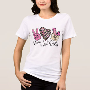 T-shirt En Tri-matière Peace Love Pâques mignonne Moderne Purple Girly