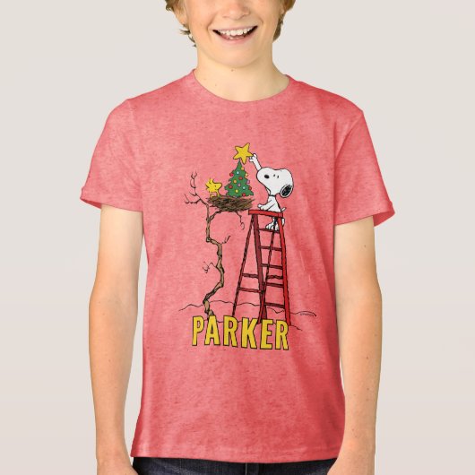 T-shirt En Tri-matière Peanuts | Snoopy & Woodstock Christmas Tree (Recto)