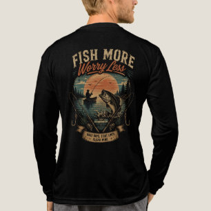 T-shirt En Tri-matière 'Pêche Plus Inquiète Moins' Vintage