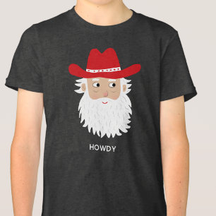 T-shirt En Tri-matière Père Noël Cowboy Texte personnalisé Noël