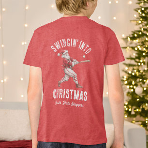 T-shirt En Tri-matière Père Noël de baseball se balançant dans Noël