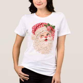 T-shirt En Tri-matière Père Noël personnalisé en dentelle rétro de Noël,