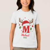 T-shirt En Tri-matière Personalized Christmas Monogram M Santa Hat (Recto)
