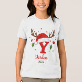 T-shirt En Tri-matière Personalized Christmas Monogram Y Santa Hat (Recto)