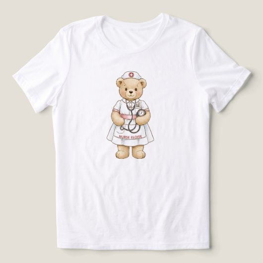 T-shirt En Tri-matière Personalized Nurse Teddy Bear Custom Name Nursing  (Design Recto)
