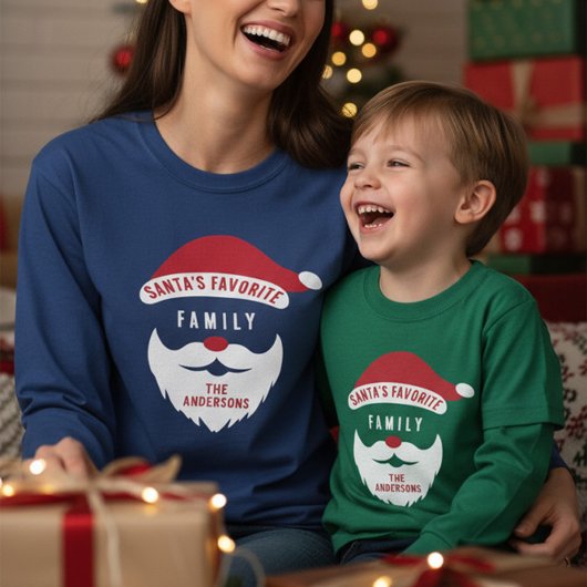 T-shirt En Tri-matière Personnalisé Funny Père Noël Favori Nom de famille