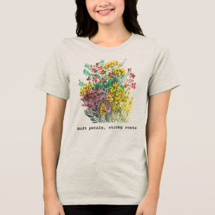 T-shirt En Tri-matière Pétales doux, racines fortes, floral aquarelle