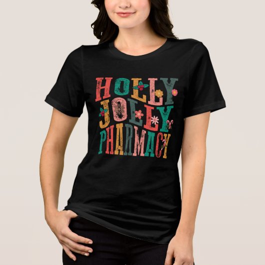 T-shirt En Tri-matière Pharmacie Christmas Holly Jolly (Recto)