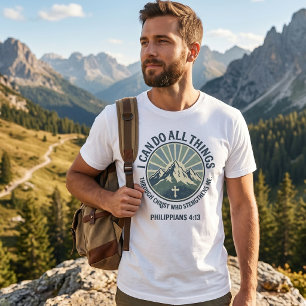 T-shirt En Tri-matière Philippiens 4:13 Montagne Lever de soleil Chrétien