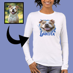 T-shirt En Tri-matière Photo de chien Pitbull personnalisé Grunge Moderne