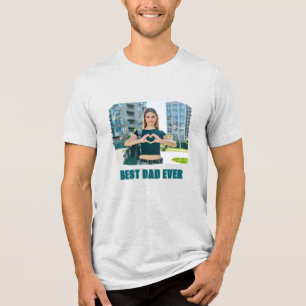 T-shirt En Tri-matière Photo Meilleur Papa Du Monde Tout En Majuscules