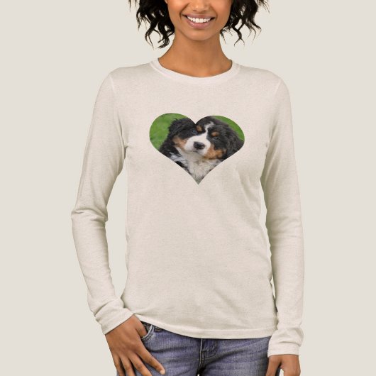 T-shirt En Tri-matière Photo personnalisée HEART Chien Maman manche longu (Recto)