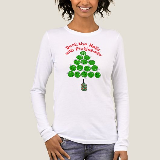 T-shirt En Tri-matière Pickleball Christmas Tree Deck the Halls (Recto)