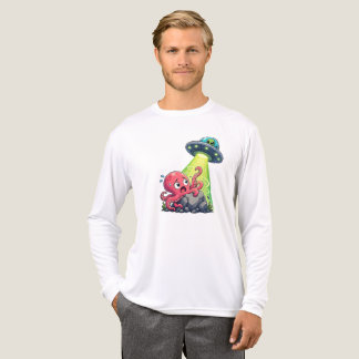 T-shirt En Tri-matière Pieuvre Drôle S'échappant d'un OVNI - Enlèvement A