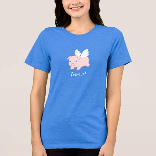 T-shirt En Tri-matière Pig volant - Croyez, Piglet avec ailes (Recto)