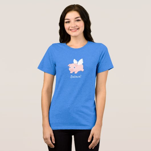 T-shirt En Tri-matière Pig volant - Croyez, Piglet avec ailes (Recto plein)