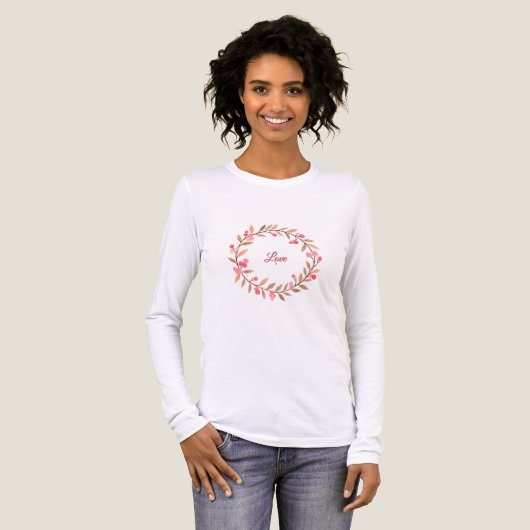 T-shirt En Tri-matière Pink Floral Wreath Simple (Recto complet)