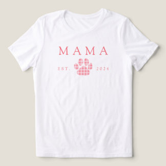 T-shirt En Tri-matière Pink Mama En vichy Empreinte de patte anniversaire