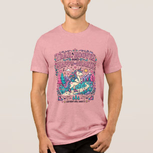 T-shirt En Tri-matière Piste de Licorne Sabots et Cœurs Joyeux Applicatio