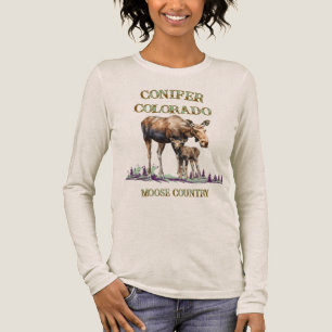 T-shirt En Tri-matière Pistes de maman et bébé orignal conifère 