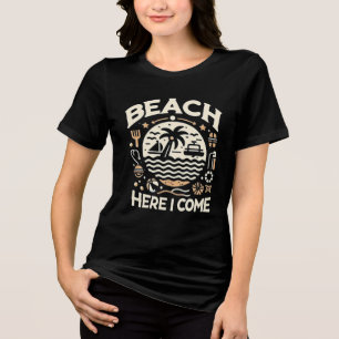 T-shirt En Tri-matière Plage J'arrive Fun sous le coucher de soleil tropi