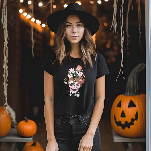 T-shirt En Tri-matière Plaisir Éffrayant floraison Halloween crâne