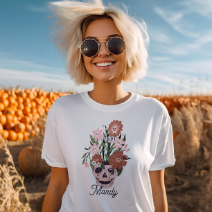 T-shirt En Tri-matière Plaisir Éffrayant floraison Halloween crâne