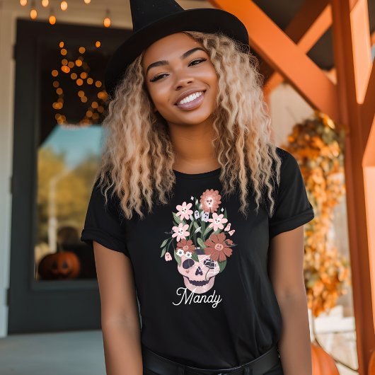 T-shirt En Tri-matière Plaisir Éffrayant floraison Halloween crâne