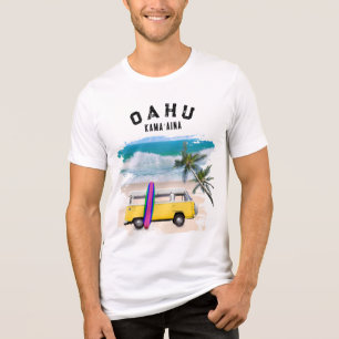 T-shirt En Tri-matière Planche de surf Oahu Kamaʻaina jaune vintage Van