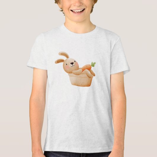 T-shirt En Tri-matière Playful Bunny in Flower Pot with Carrot (Recto)