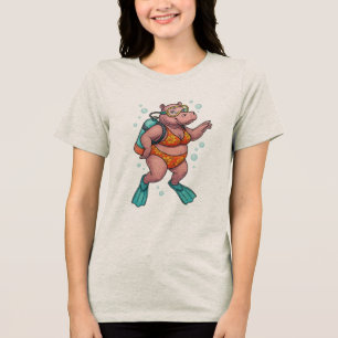 T-shirt En Tri-matière Plongeur d'hippopotame sous l'eau