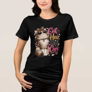 T-shirt En Tri-matière Poils de Chat, On S'en Fout Drôle Amateur de Chat