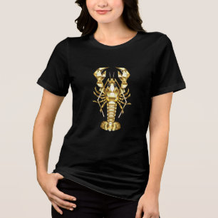 T-shirt En Tri-matière Poisson à langouste polygonale dorée sur noir