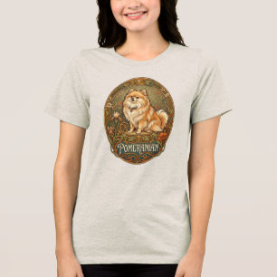 T-shirt En Tri-matière Pomeranian Art Nouveau Vintage Chien Bohème