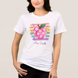T-shirt En Tri-matière Pomme de marguerite aquarelle personnalisée