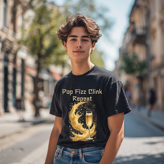T-shirt En Tri-matière Pop Fizz Clink Repeat New Year Champagne Sparkles