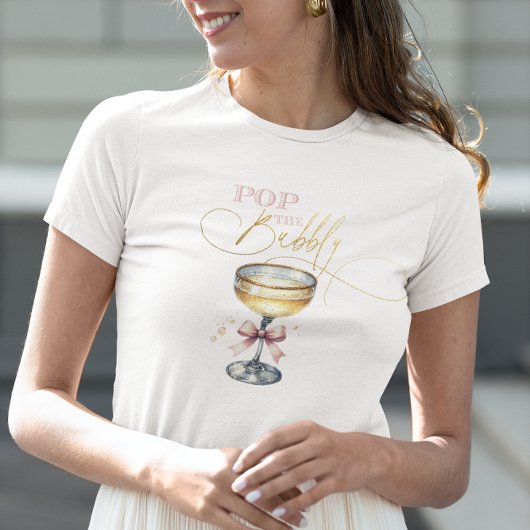 T-shirt En Tri-matière Pop the Bubbly Champagne Pink Bow