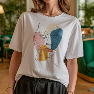 T-shirt En Tri-matière Portrait Abstrait minimaliste à une ligne