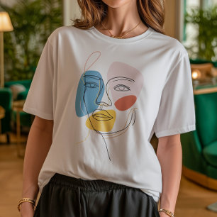 T-shirt En Tri-matière Portrait Abstrait minimaliste à une ligne
