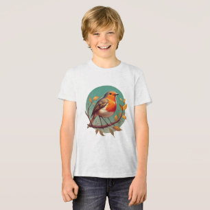 T-shirt En Tri-matière Portrait circulaire de rouge-gorge sur une branche