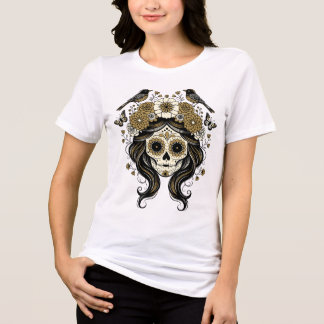 T-shirt En Tri-matière Portrait de crâne en sucre floral