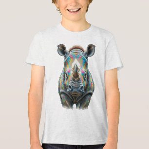 T-shirt En Tri-matière Portrait de Rhinocéros Coloré Faune Vibrante