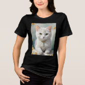 T-shirt En Tri-matière Portrait d'un chat mignon avec bijoux. (Recto)
