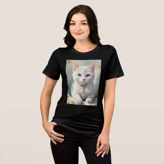 T-shirt En Tri-matière Portrait d'un chat mignon avec bijoux. (Recto plein)