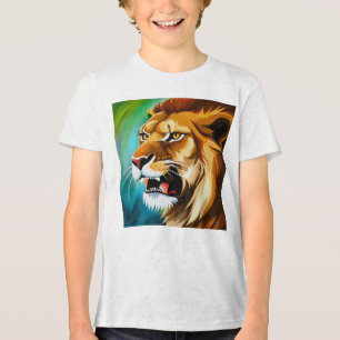 T-shirt En Tri-matière Portrait Posé côté Lion rugissant-57566