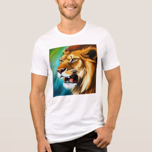 T-shirt En Tri-matière Portrait Posé côté Lion rugissant-57566