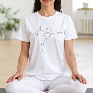 T-shirt En Tri-matière Pose de danse Yoga femme minimaliste ligne noire a